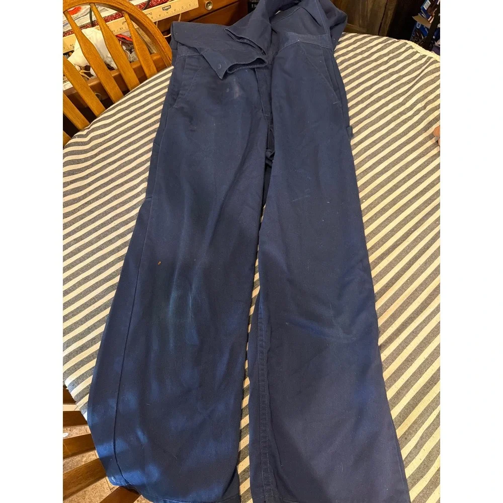 Vintage Sears Coveralls Navy Blue Workwear Jumpsuit Made in USA 42R Mens